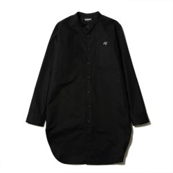 [ RUDE GALLERY ] ロゴ刺繍バンドカラーロングシャツ / LOGO EMB BAND COLLAR LONG SHIRT (black)