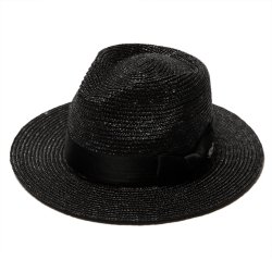 [ RUDE GALLERY ] SILK SATIN RIBON STRAW HAT (black*black)
