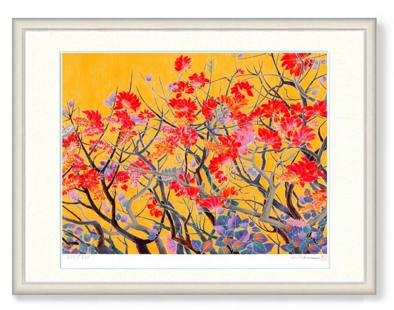 デイゴの花 油絵額縁付き デイゴの花 油絵額縁付き