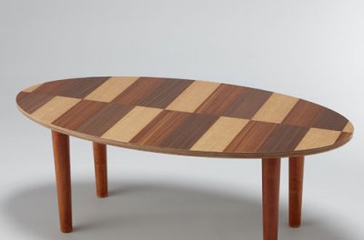 楕円型テーブル天板【Aタイプ】 - 天然木ツキ板合板・天然木化粧合板の 