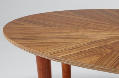 楕円型テーブル天板【Bタイプ】 - 天然木ツキ板合板・天然木化粧合板の 