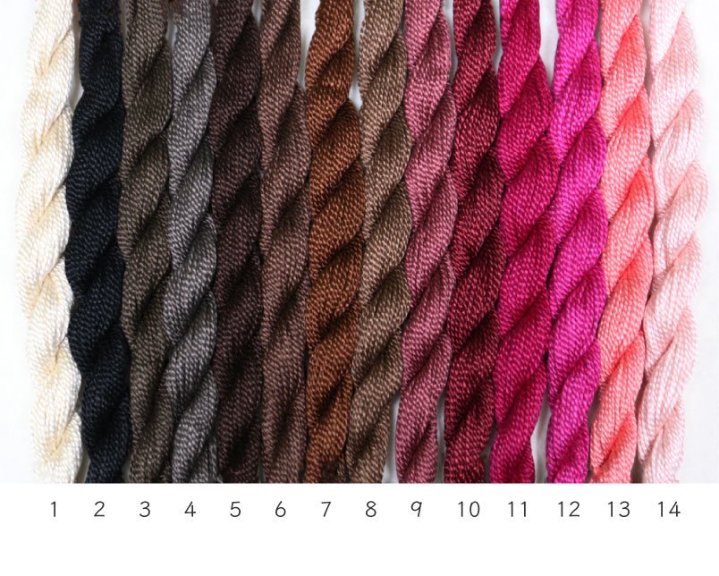 DMC 刺繍糸 5番(白、黒、茶、ピンク系)