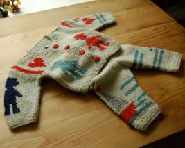 エストニア handmadeこどもセーター＆ニットパンツ    小人とヨット柄（70）