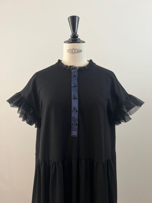 【FINAL SALE】tulle frill tiered polo OP【2色展開/SMサイズ展開】※順次発送予定 - RosyMonster