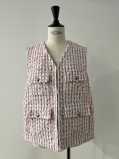 在庫調整】ribbon tweed gilet【2色展開】※順次発送予定 - RosyMonster