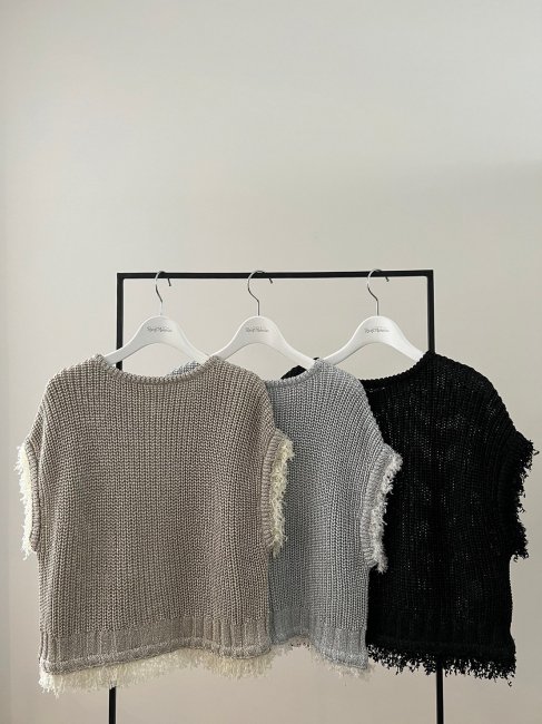 8/12～【MORE FINAL SALE】lame fringe knit vest【3色展開】※順次発送予定 - RosyMonster