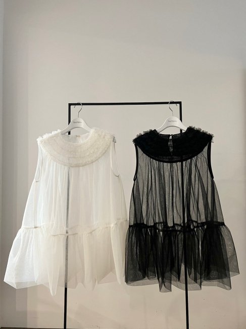 10/21～【MORE FINAL SALE】all tulle mini frill sheer tunic ...