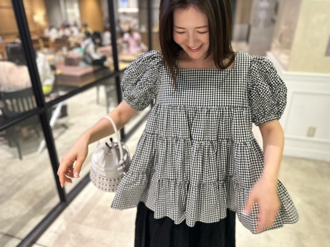 11/23～【MORE FINAL SALE】gingham tiered blouse【3色展開】※11/27頃より順次発送予定 -  RosyMonster