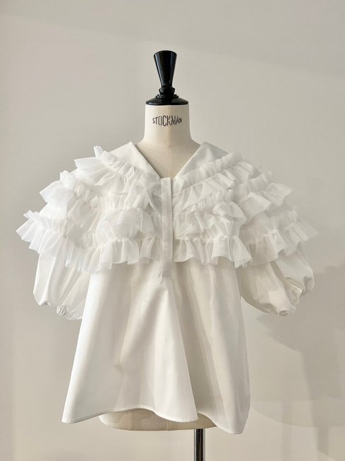 新品タグ付】decorative tulle blouse ブラック - www.north-digital.co.uk