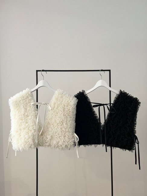 12/16～【FINAL SALE】volume tulle frill vest 【アイボリーのみ】※12