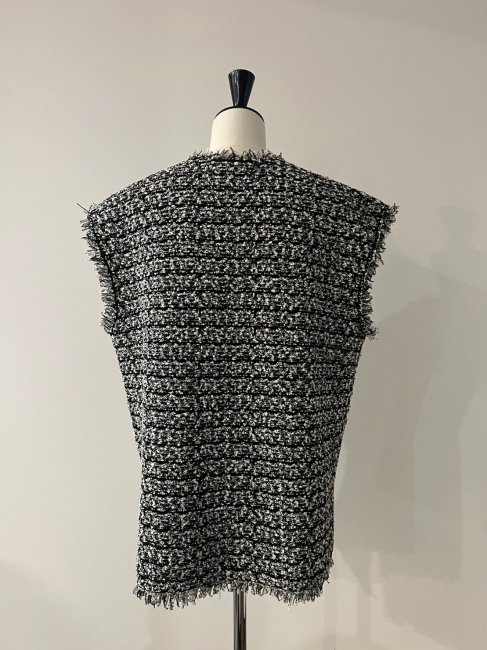 2/17～【MORE FINAL SALE】knit tweed fringe vest【オフホワイトのみ