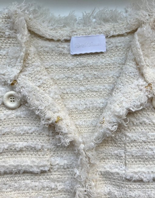 ribbon yarn knit tweed cardigan【ベージュ×ミックス/グレー×ブラックのみ】※順次発送予定 - RosyMonster