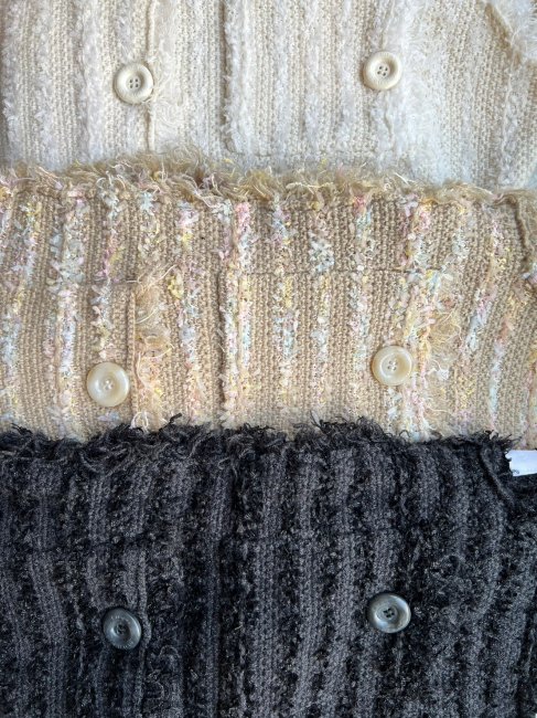 ribbon yarn knit tweed cardigan【アイボリー×ホワイトのみ】※順次発送予定 - RosyMonster