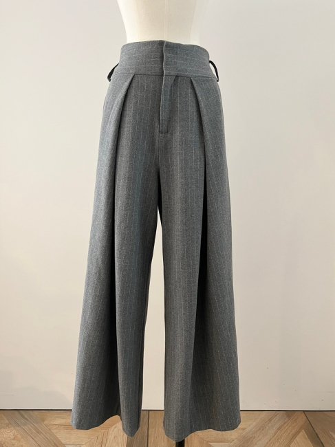 3/30～【FINAL SALE】cross tuck stripe wide relax pants 【2色展開 