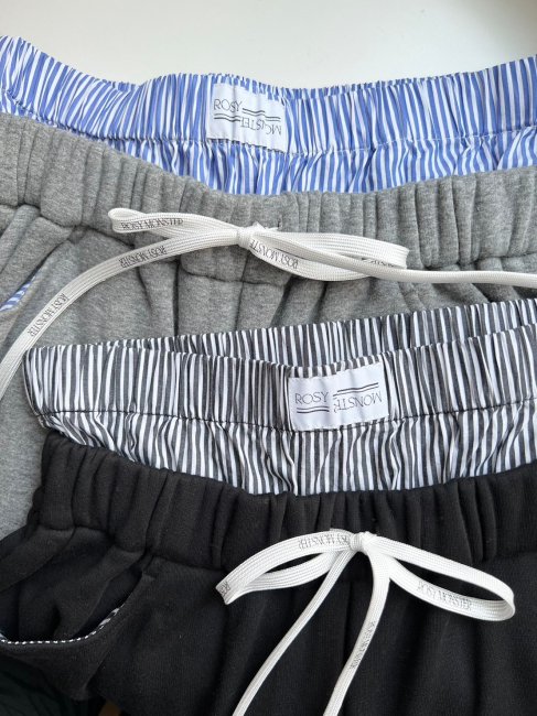 【在庫調整】stripe layering warmy sweat pants【2色展開/SMサイズ展開】※順次発送予定 - RosyMonster