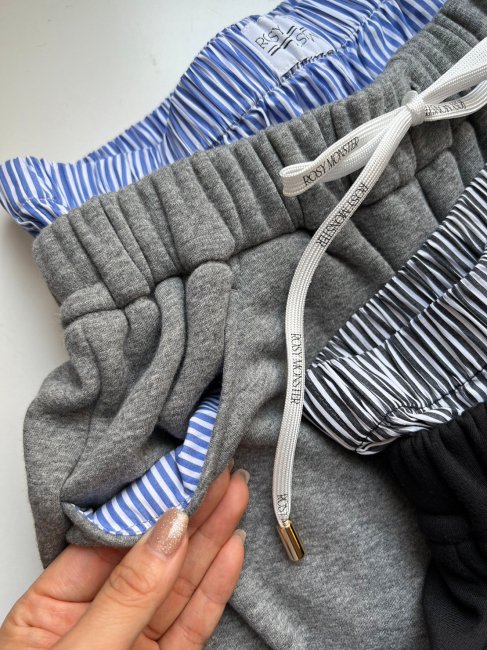 【在庫調整】stripe layering warmy sweat pants【2色展開/SMサイズ展開】※順次発送予定 - RosyMonster