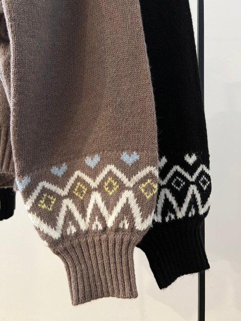 winter heart Nordic knit【2色展開】※順次発送予定 - RosyMonster