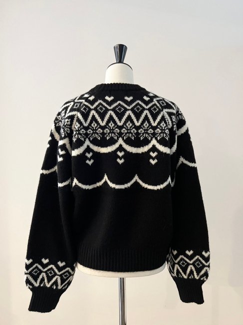 winter heart Nordic knit【2色展開】※順次発送予定 - RosyMonster