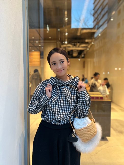 3/30～【WINTER SALE】gingham ribbon blouse【2色展開】※4/3頃より 