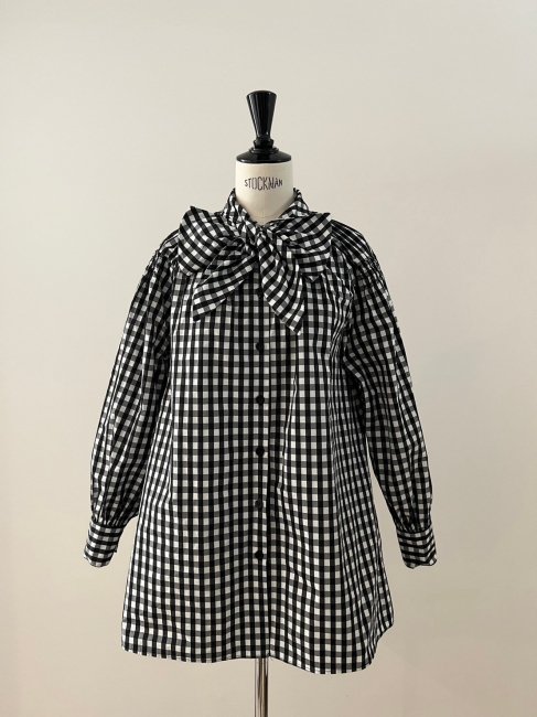 4/27～【FINAL SALE】gingham ribbon blouse【2色展開】※5/10頃より順次発送予定 - RosyMonster