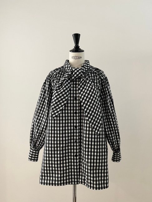 在庫調整】gingham ribbon blouse【2色展開】※順次発送予定 - RosyMonster