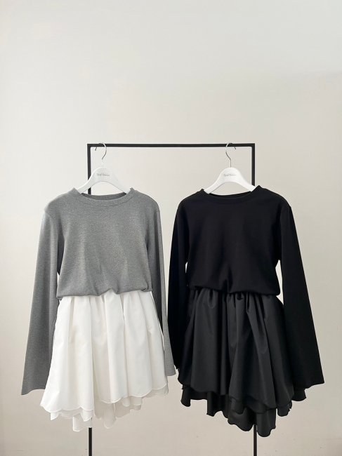 4/27～【SPRING SALE】double scallop docking tunic【グレー×ホワイト ...