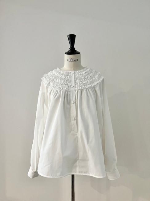 袖丈長袖ロージーモンスター　warmy ruffle tunic ホワイト