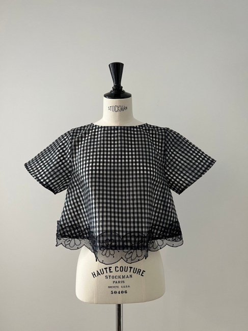 10/26～【MORE FINAL SALE】couture lace grossy gingham tops  【2色展開】※11/7頃より順次発送予定 - RosyMonster