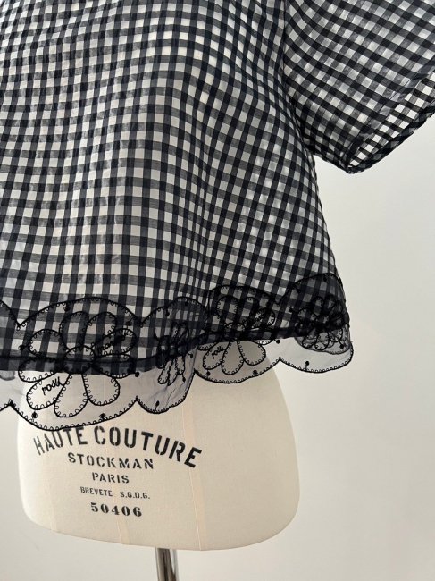 10/26～【MORE FINAL SALE】couture lace grossy gingham tops  【2色展開】※11/7頃より順次発送予定 - RosyMonster