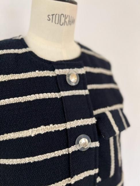 ［美品］エムドット Ribbon Yarn Tweed Gilet ホワイト Ribbon Yarn Tweed Gilet エムドット m. トップス