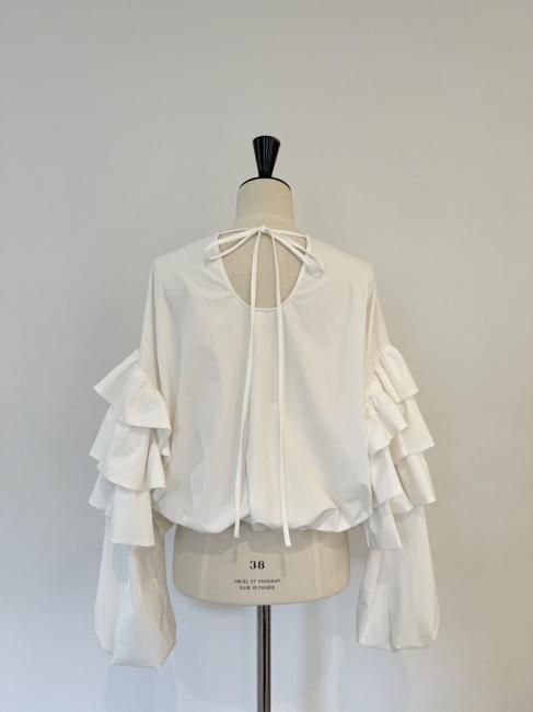 再々販/予約販売】triple frill blouse【ライトブルー