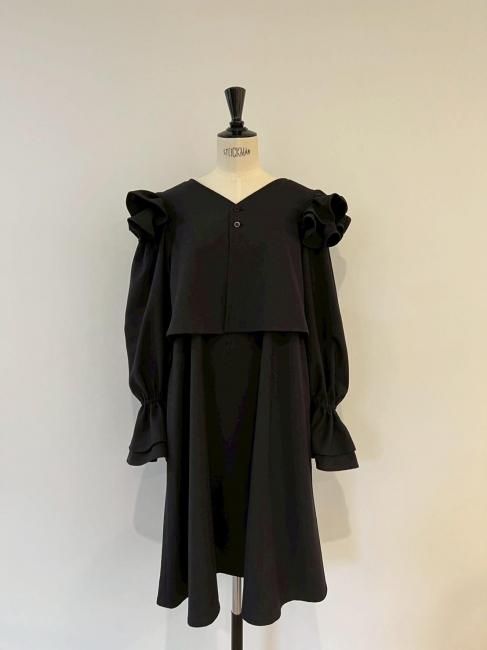 ロージーモンスター　piano blouse ブラック STRONG TWISTED FRAISE 3D SLASH PIPING POLO SHIRT(FREE SIZE BLACK