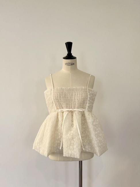 一度着用【rosymonster】 flora veil camisole 白 9/20～【FINAL SALE】flora veil camisole【オフホワイトのみ