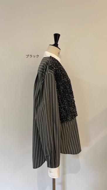 在庫調整】kale frill stripe shirt【ブルーのみ】※順次発送予定