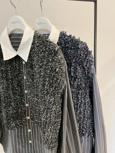 kale frill stripe shirt　ブルー 在庫調整】kale frill stripe shirt【ブルーのみ】※順次発送予定