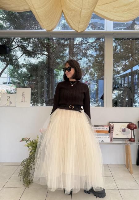 再販/予約販売】gradation tulle airy skirt 【アイボリーのみ/2サイズ