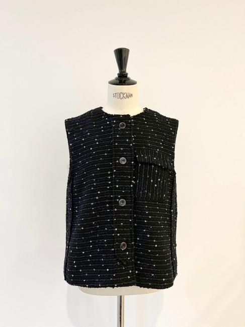 在庫調整】dream weave garden tweed gilet【2色展開】※順次発送予定