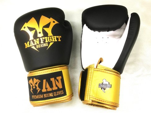 売れてます！セール MAN FIGHT BOXING マンファイト 14-16ozグローブ 黒/白/金 ベロクロ式 MICROFIBER  LEATHER＊PU製より強度が格段に高い生地です - ボクシンググローブ、ムエタイ、キック、TWINS、TOP KING、RAJA、格闘技全般