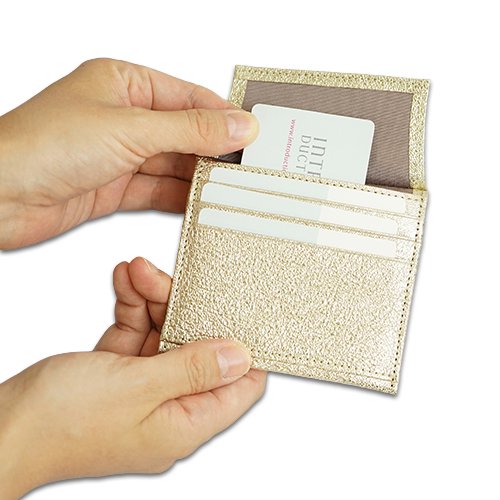 ポケットウォレット ミニ シャンパンゴールドのカード収納の説明画像