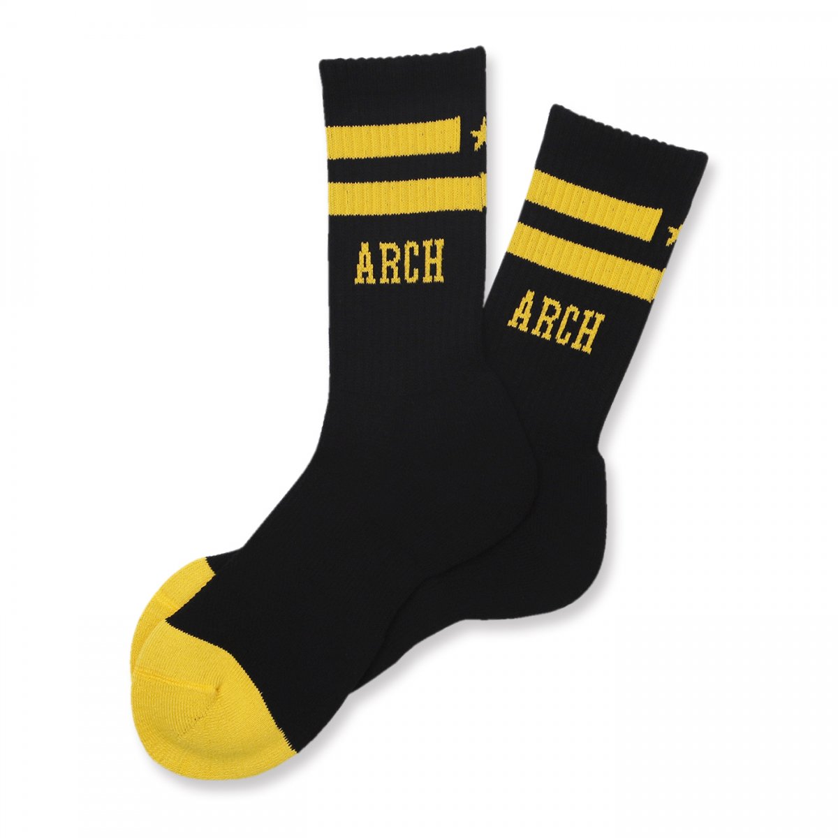 line crew star mid. socks【black/yellow】 - Arch ☆ アーチ