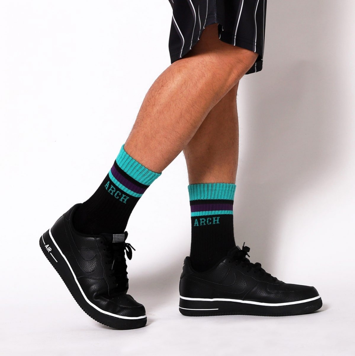 TL sport crew mid. socks【black/turquoise】 - Arch ☆ アーチ [バスケットボール＆ライフスタイルウェア  BasketballLifestyle wear]