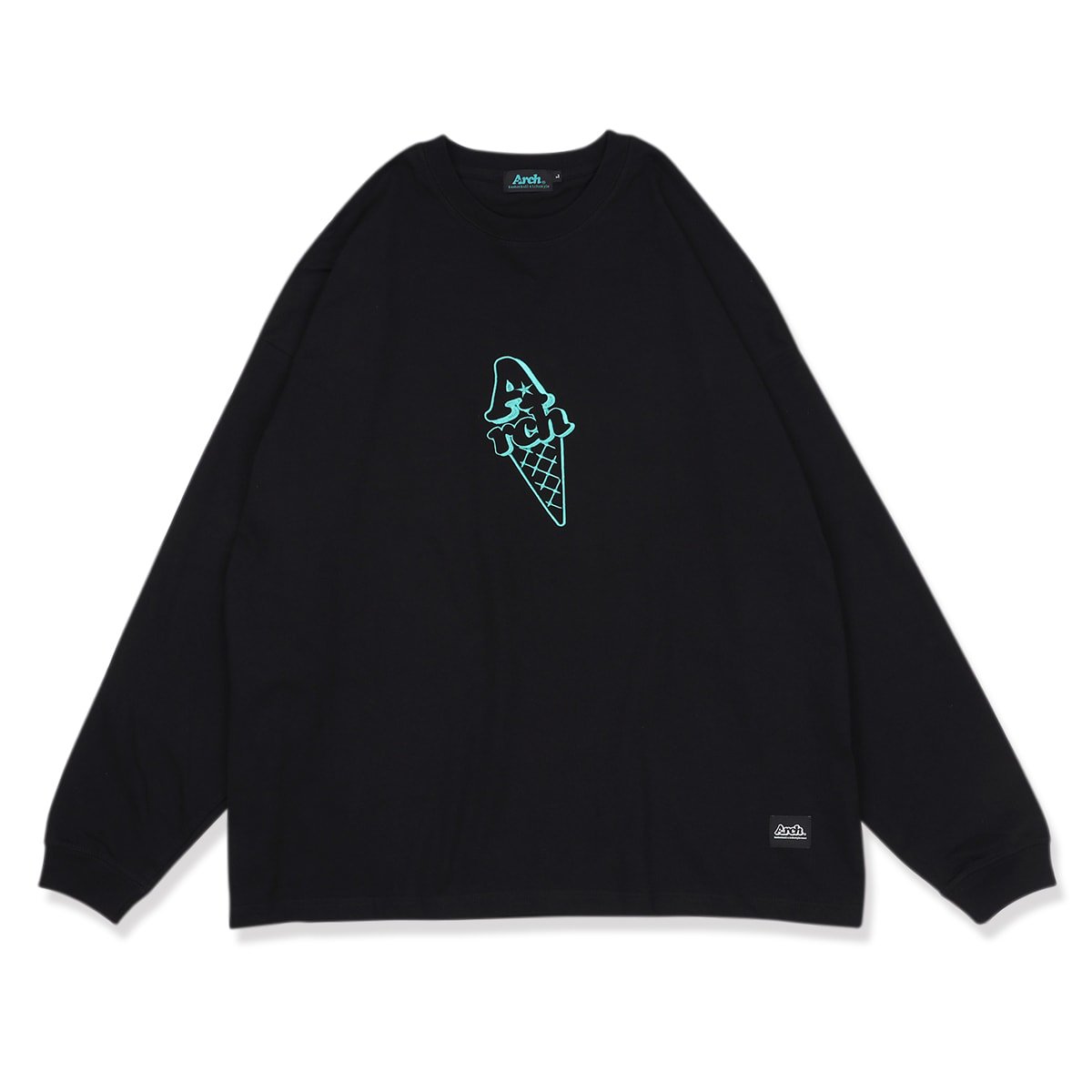 ice cream embroidered wide L/S tee【black】