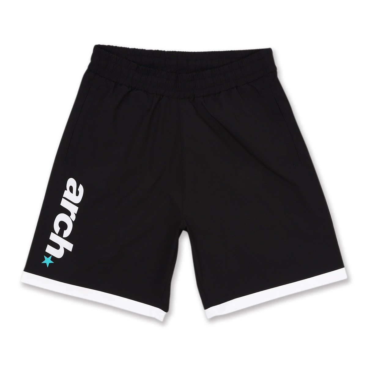 sporty logo hem shorts【black】