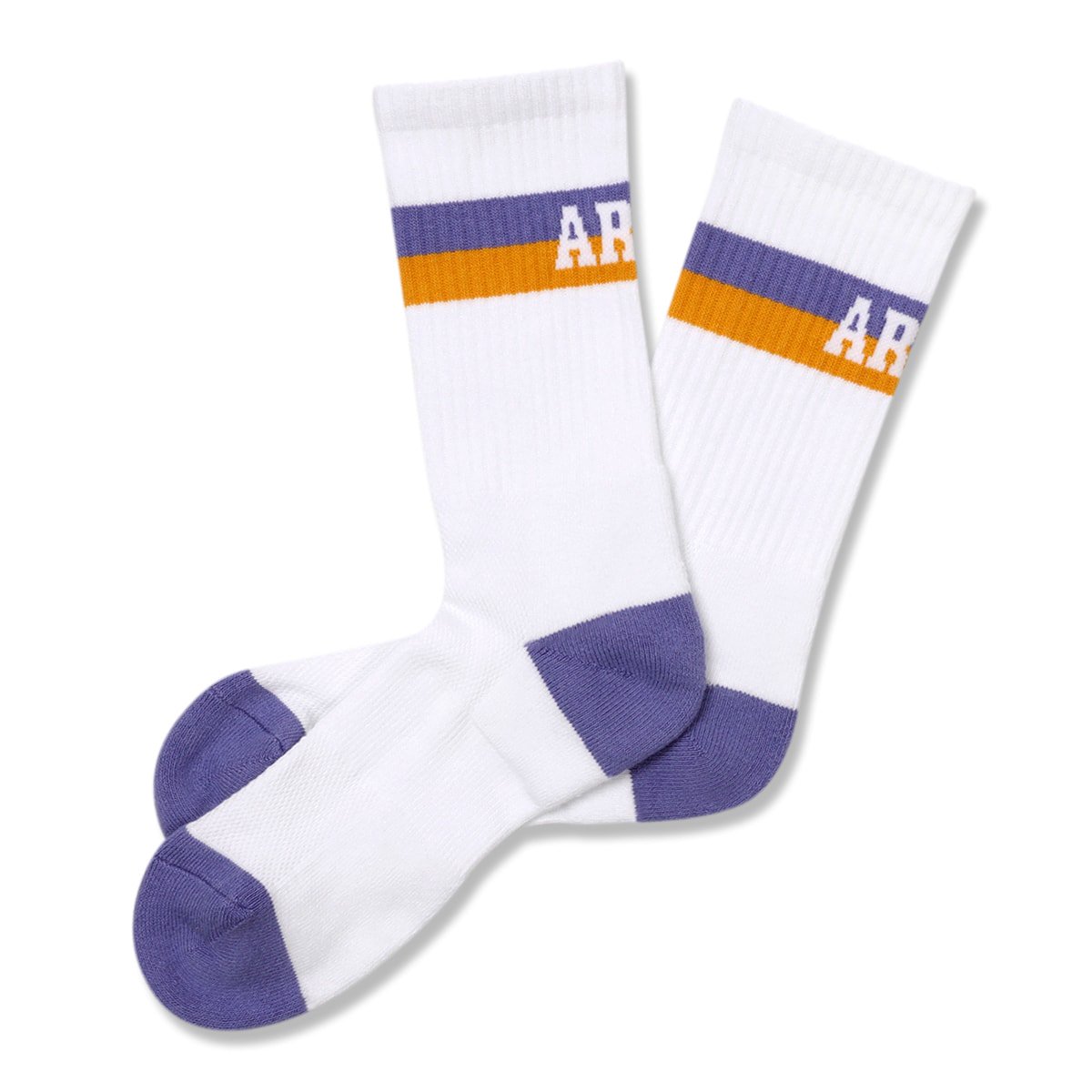 bi-color crew mid. socks【white/purple】