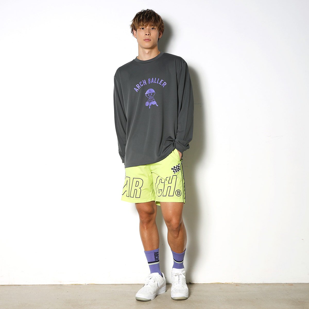 racing B shorts【lime】 - Arch ☆ アーチ [バスケットボール＆ライフスタイルウェア  Basketball&Lifestyle wear]