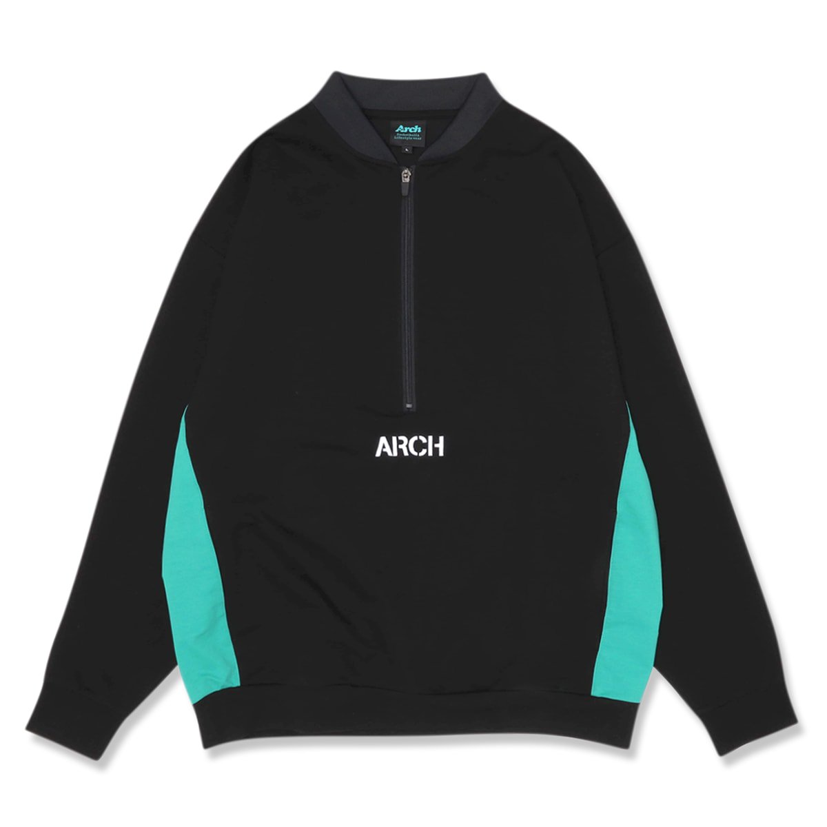 half zipped two-tone sweat shirt【black】 - Arch ☆ アーチ