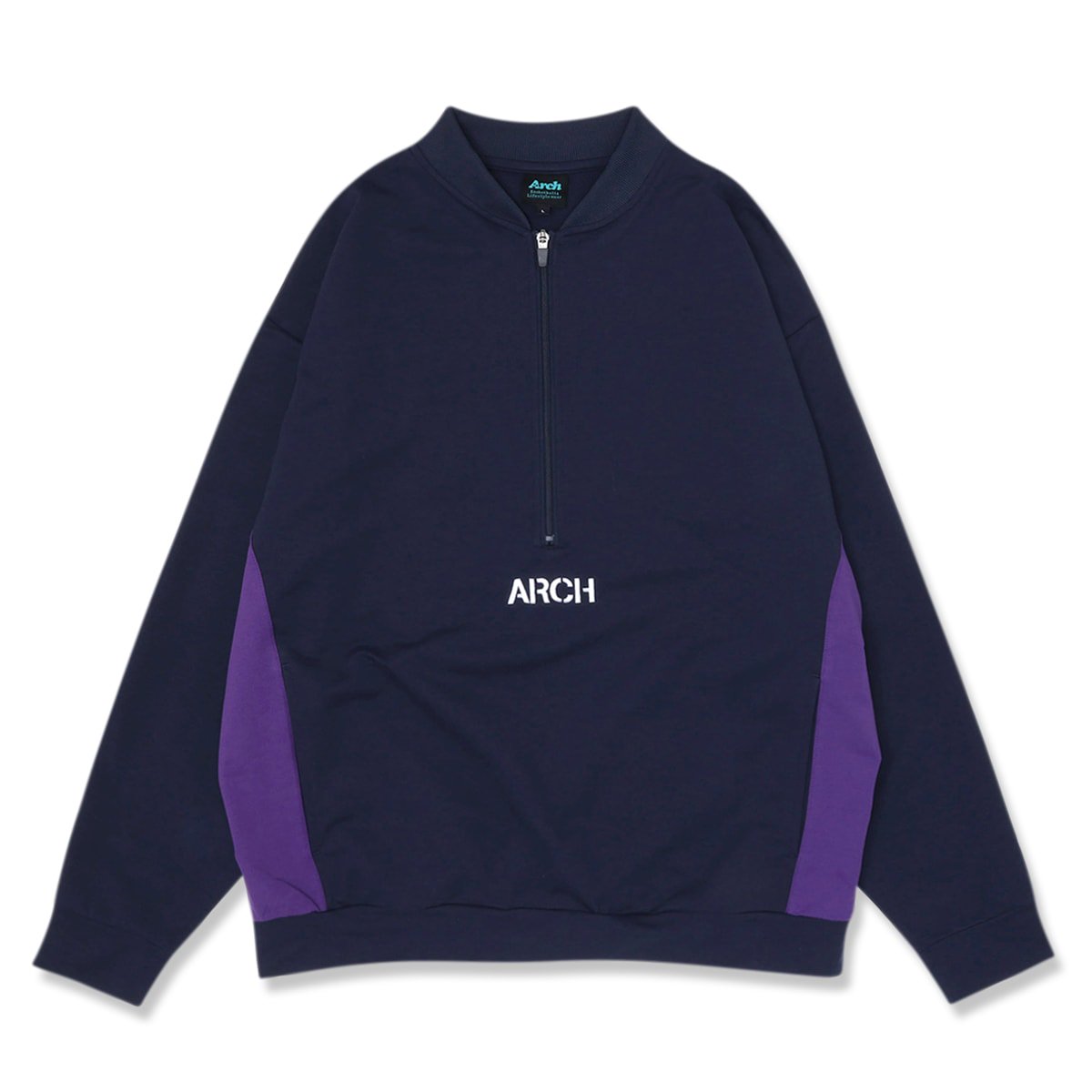 half zipped two-tone sweat shirt【black】 - Arch ☆ アーチ 