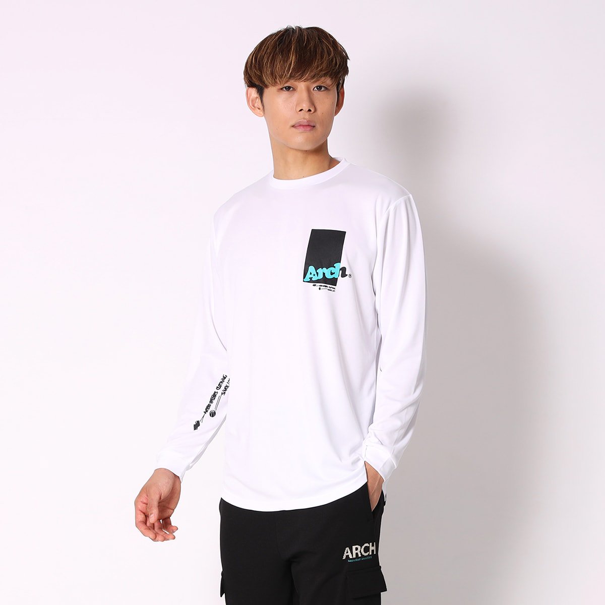 stick out L/S tee [DRY]【white】 - Arch ☆ アーチ [バスケットボール＆ライフスタイルウェア  Basketball&Lifestyle wear]