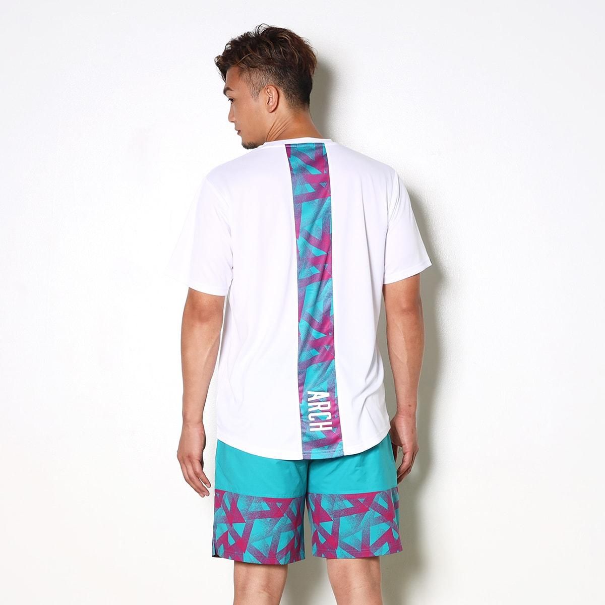 triangle overlay tee [DRY]【white/turquoise】 - Arch