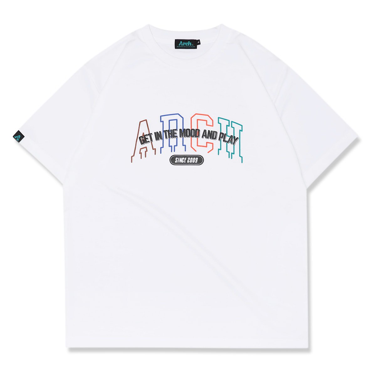 college out line logo tee [DRY]【white】 - Arch ☆ アーチ [バスケットボール＆ライフスタイルウェア  Basketball&Lifestyle wear]